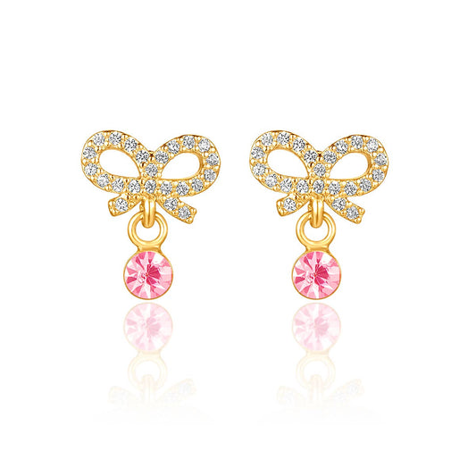 Crystal Bow Cutie Stud Earrings with CZ