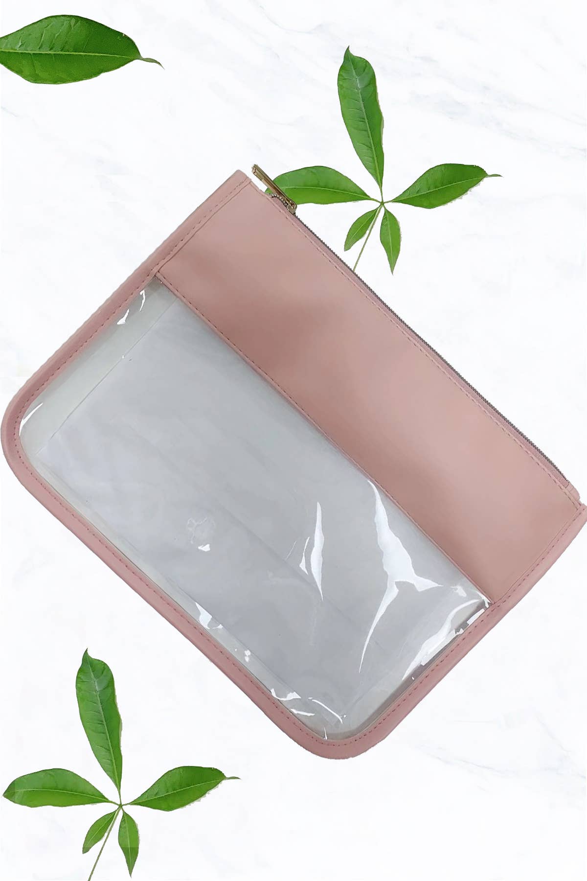 Clear Cosmetics & Toiletry Pu Handbag: Light Pink