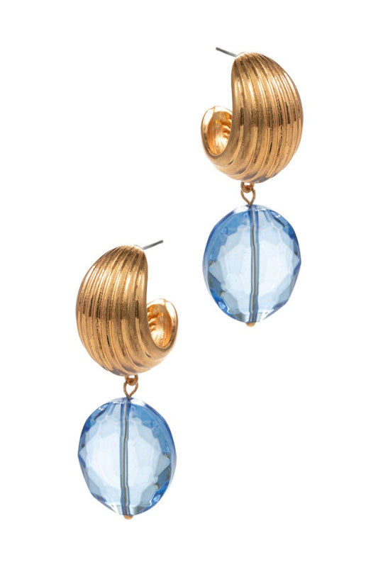 Round Shaped Glass Hoop Earrings: BL / ONE