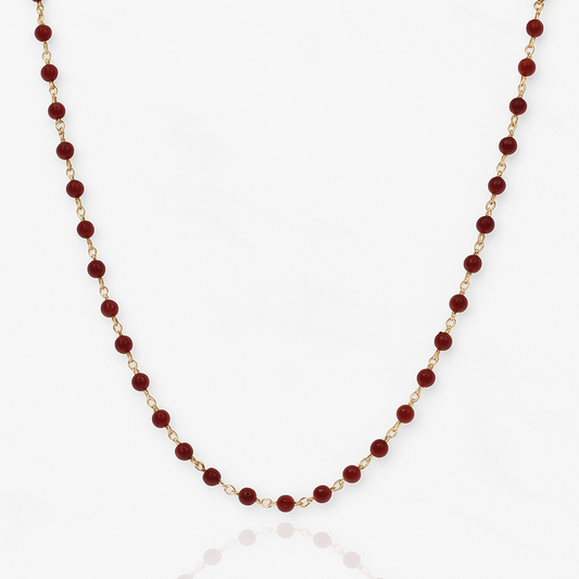 Faceted Bead Chain Necklace: Red