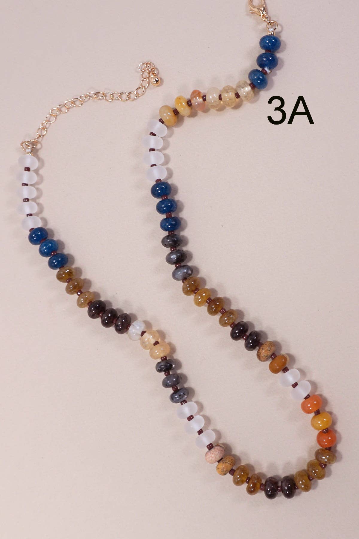Natural Agate Glass Semi Precious Bead Necklace | 3A