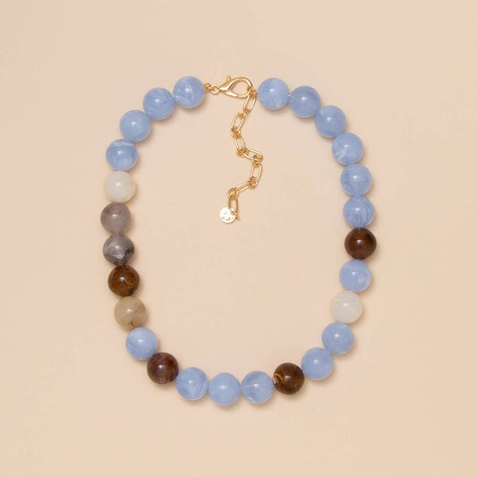 Multi Colored Marble Necklace: Light Blue