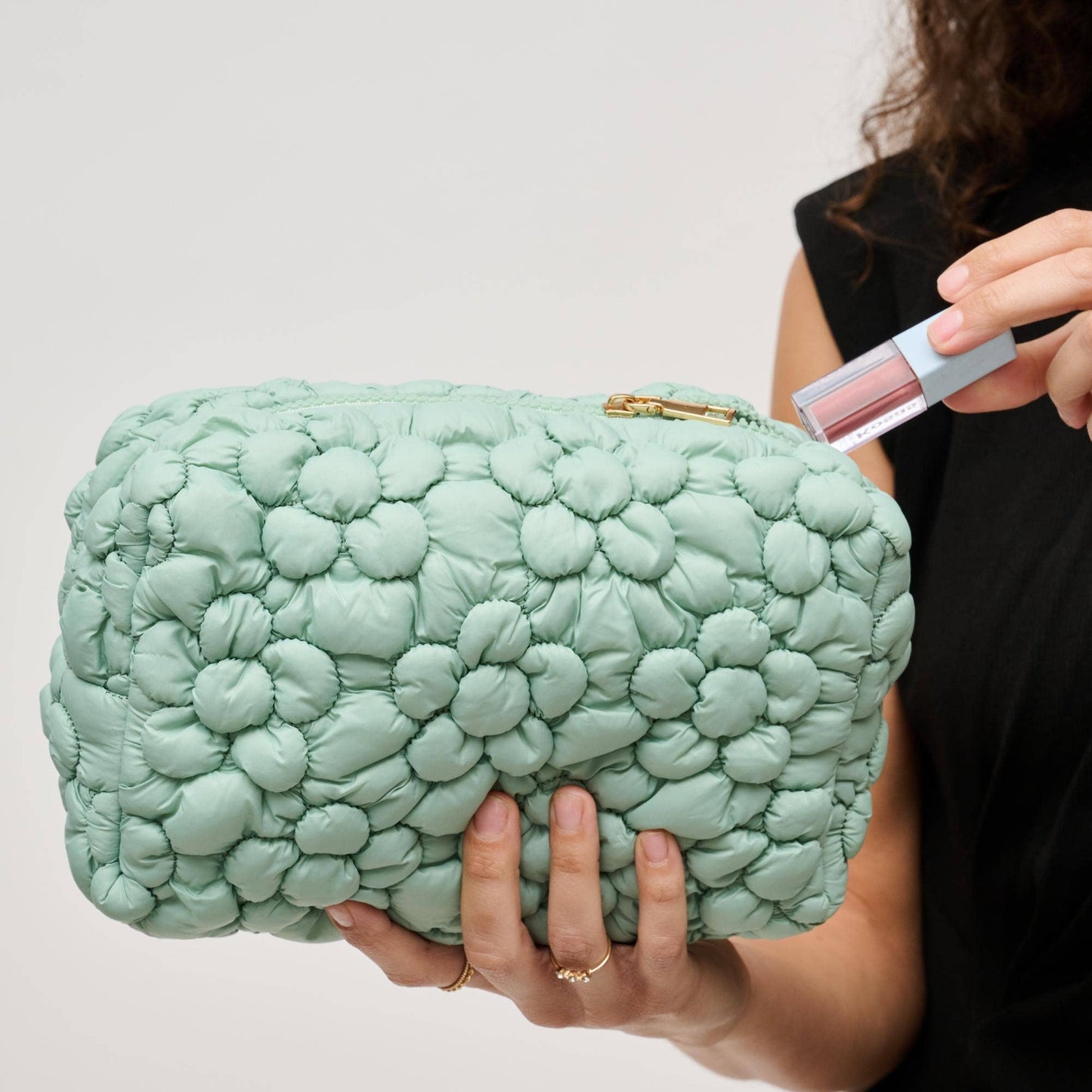 Flora Pop - Nylon Cosmetic Pouch: Sage