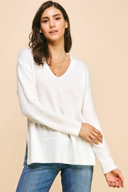 Soft V-neck Sweater - Ivory