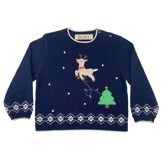 Reindeer Applique Knit Sweater