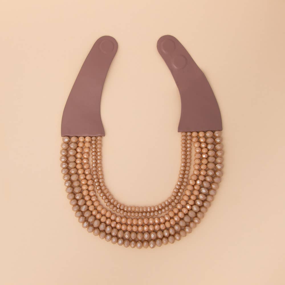 Multi-Strand Faceted Bead Necklace : Tan