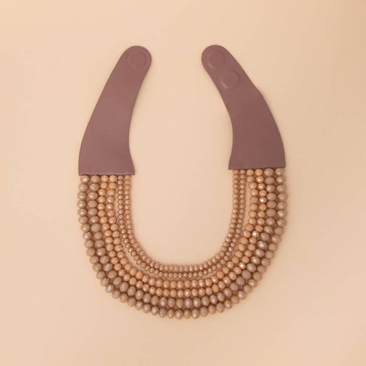 Multi-Strand Faceted Bead Necklace : Tan