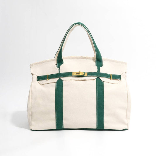 Handmade Premium Cotton Canvas Boat Bag Green