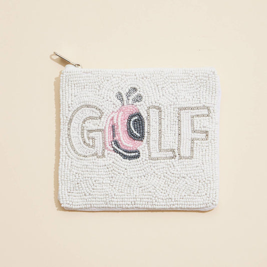 Golf Beaded Coin Pouch: White / One /