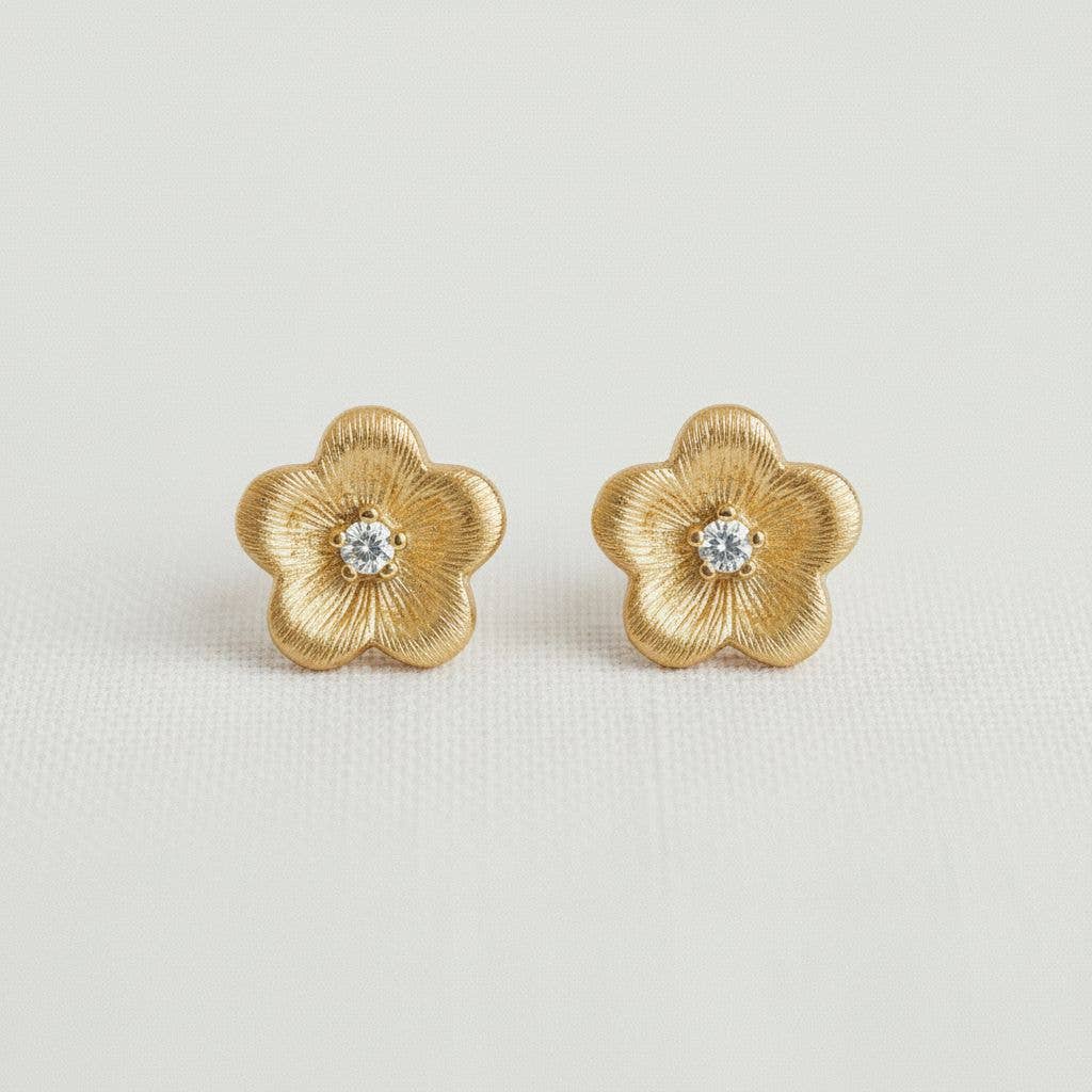 Floral Design Gemstone Drop Earrings