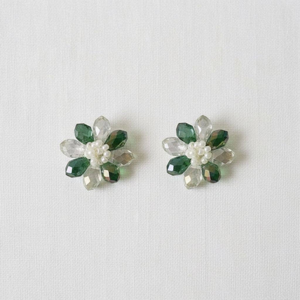 Mint Green Floral Drop Earrings