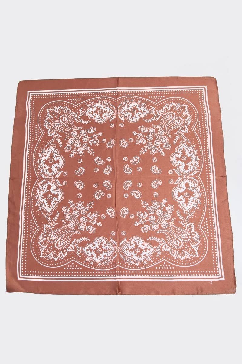 Light Paisley Design Square Bandana Scarf: TP
