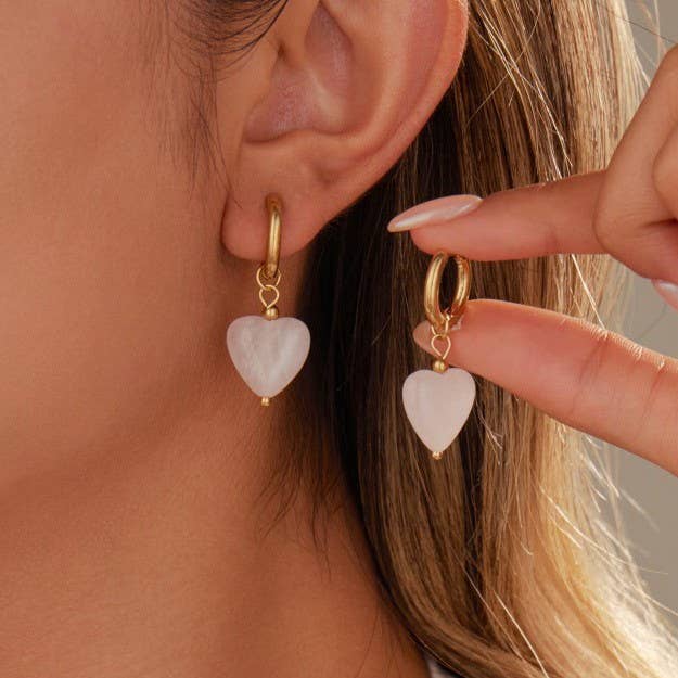 18k Stainless Steel Tarnish Free Drop Earrings | Rose Quartz