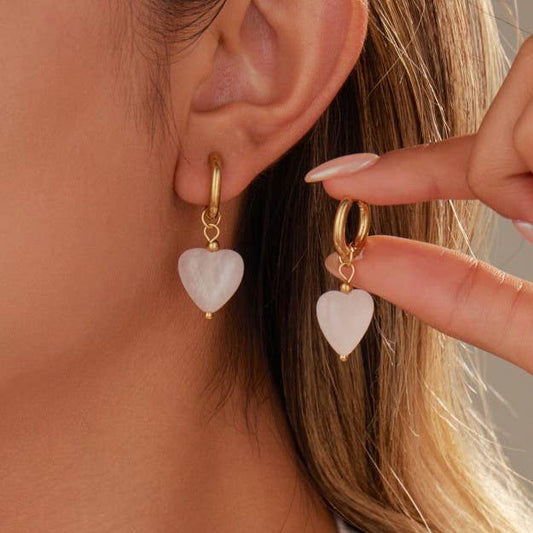 18k Stainless Steel Tarnish Free Drop Earrings | Rose Quartz