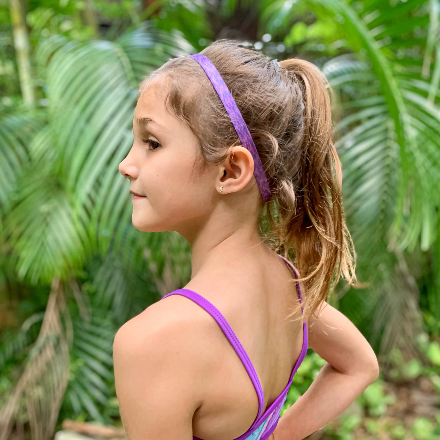 No Slip Elastic Thin Sports Headbands for Girls  Space Tie Dye