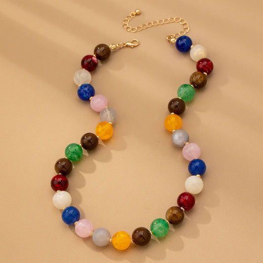 High Glossy Multi Color Beaded Chain Neckalce | Multi