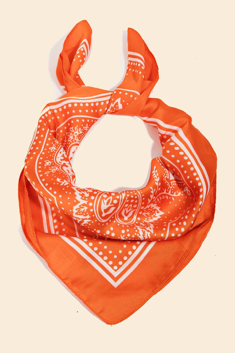 Light Paisley Design Square Bandana Scarf: OR