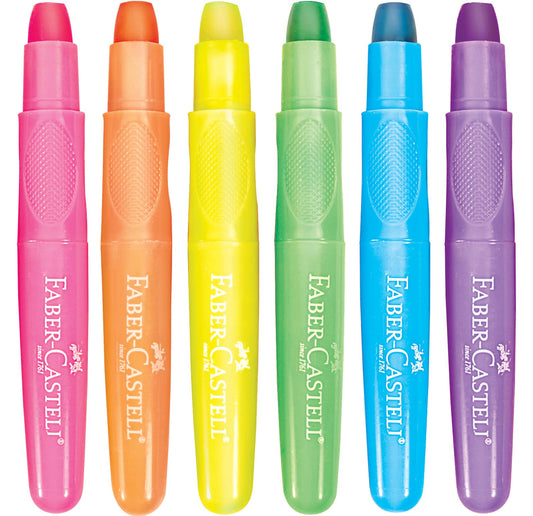 6 Neon Chunky Gel Crayons in Storage Case for Kids