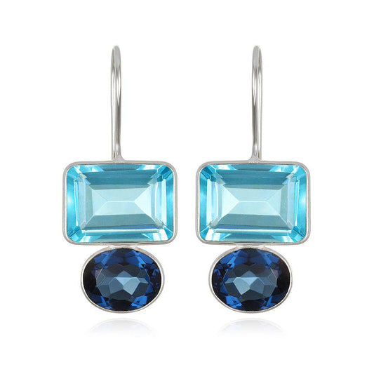 Valencia Earring-Sky Blue & Royal Blue Silver