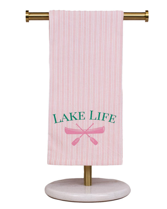 Lake Life Hand Towel   Pink/Green