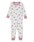 Pajama Set Snug Prt-Bear Talk in Multi Pink