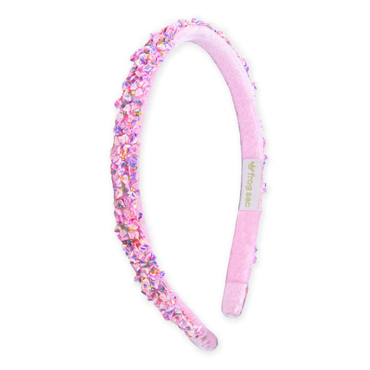 Thin Sequin Headband - Non Slip Hair Accessories for Kids: Pink