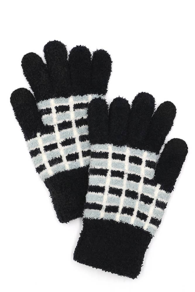 Cozy Color Blocked Smart Winter Gloves: Black