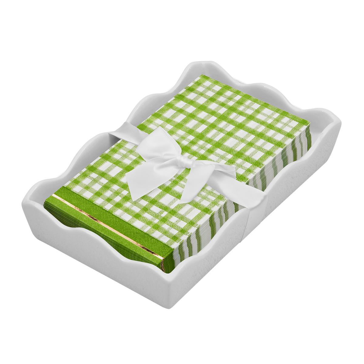 Ceramic Wave Napkin Tray with Guest Towel - Lemon & Stem