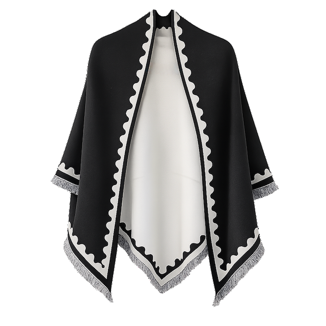 Scalloped Edge Elegance Triangle Wrap: 03 BLK