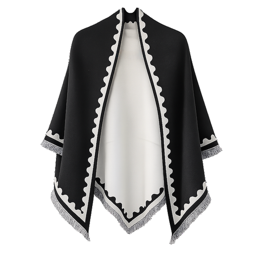 Scalloped Edge Elegance Triangle Wrap: 03 BLK
