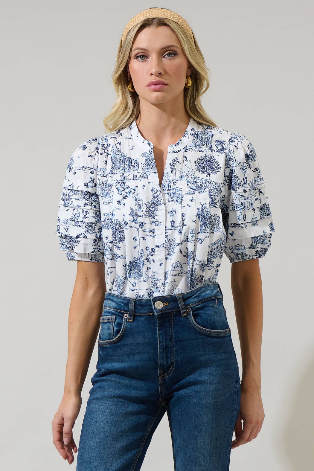 Renzo Toile Belraj Court Button Down Top