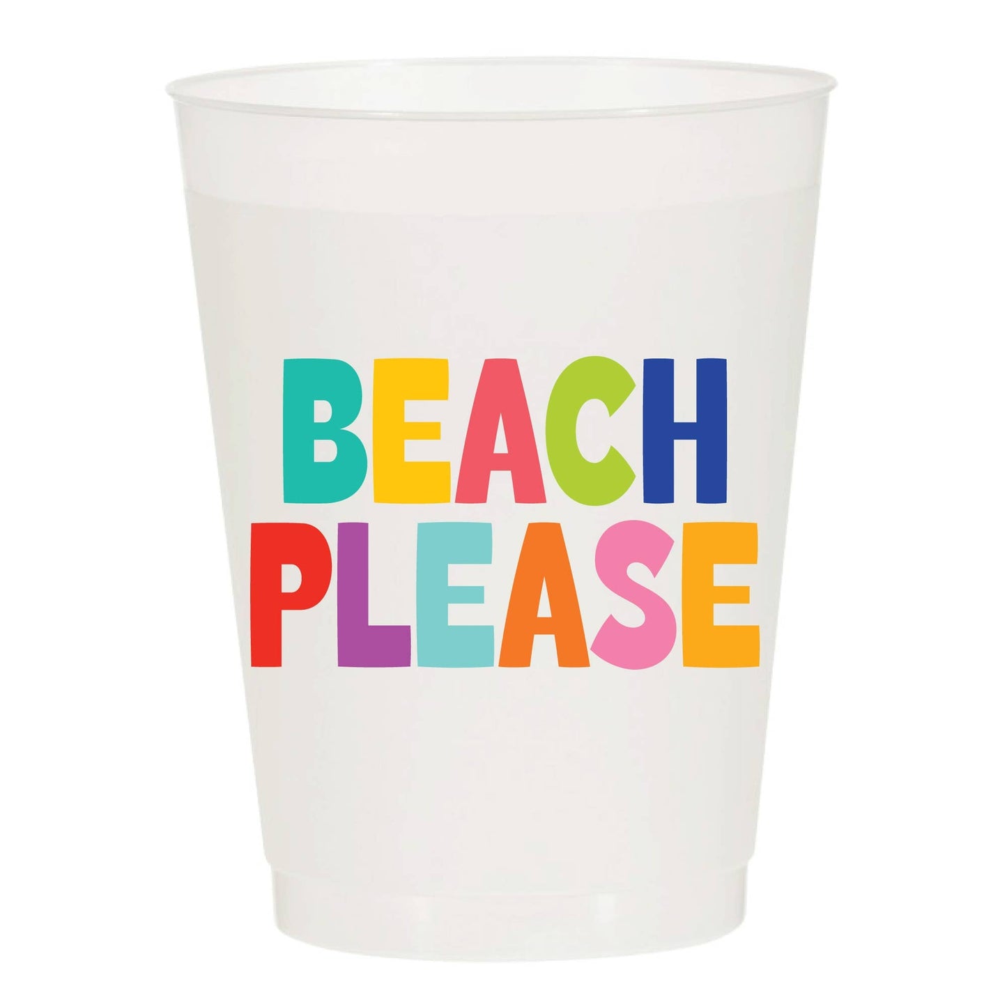 Beach Please Multi Color Frosted Cups- Summer: Pack of 6