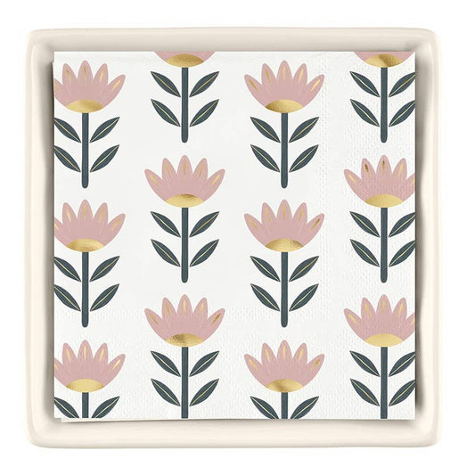 Ceramic Napkin Tray + Napkins - Flowers: Material