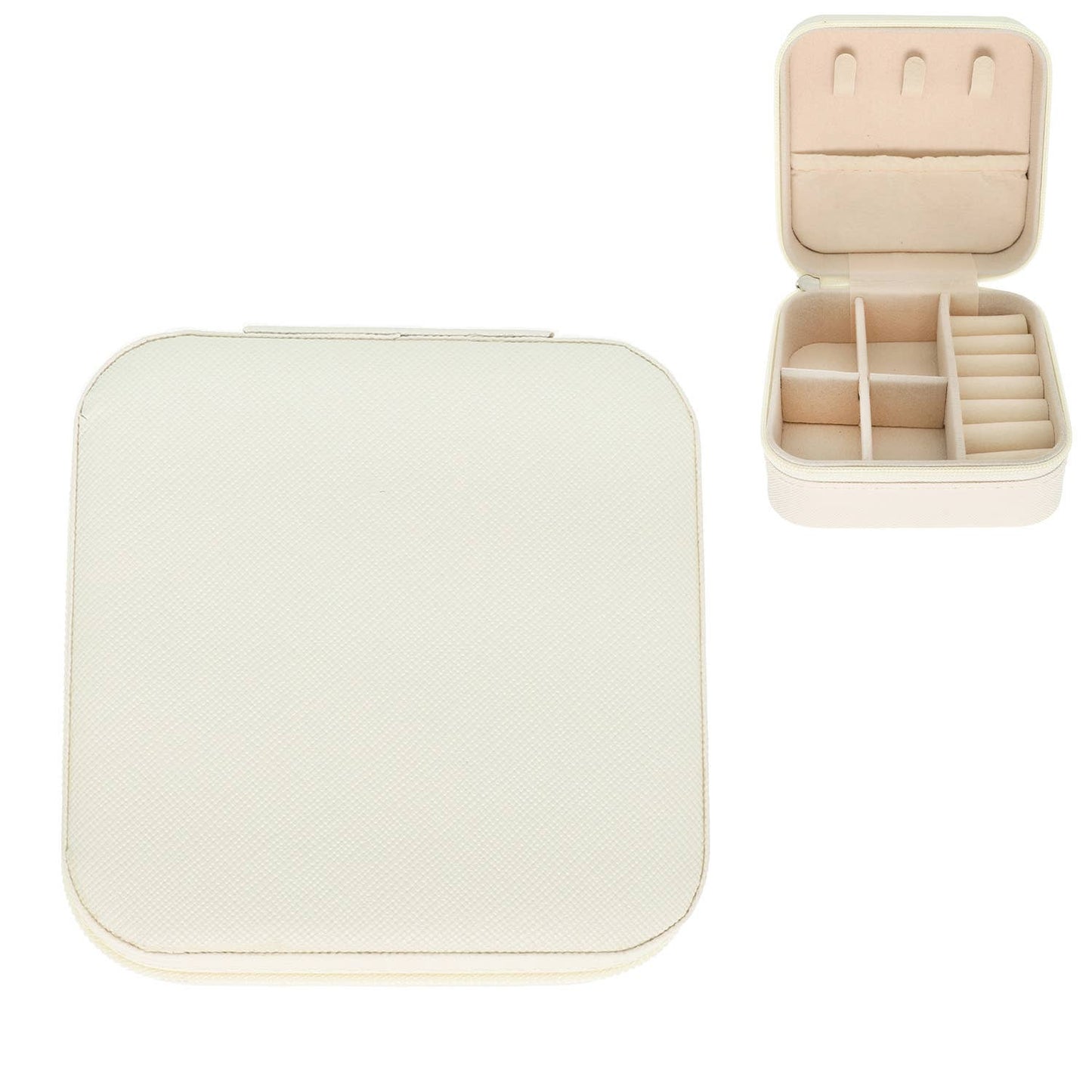 Monochromatic Pu Leather Jewelry Box : Ivory