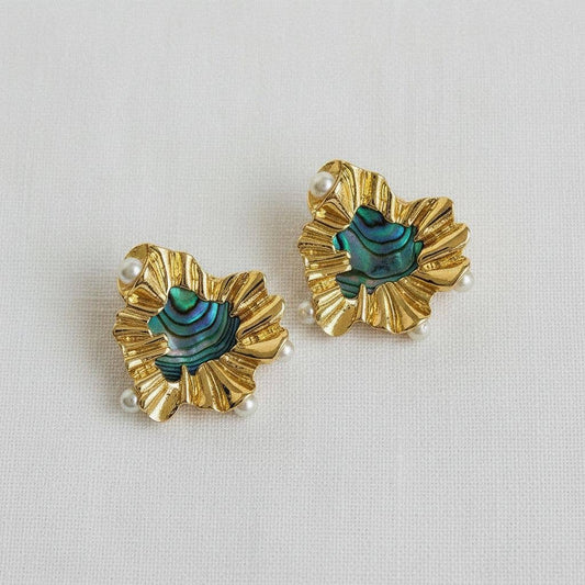 Abalone Heart Pearl Earrings