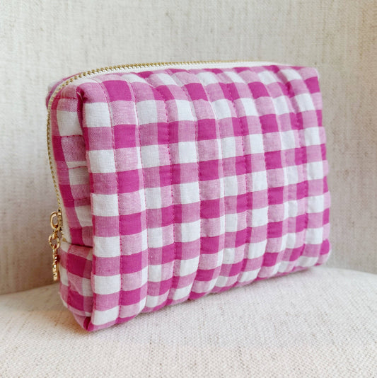 Color Parade Gingham Cosmetic Case: Pink