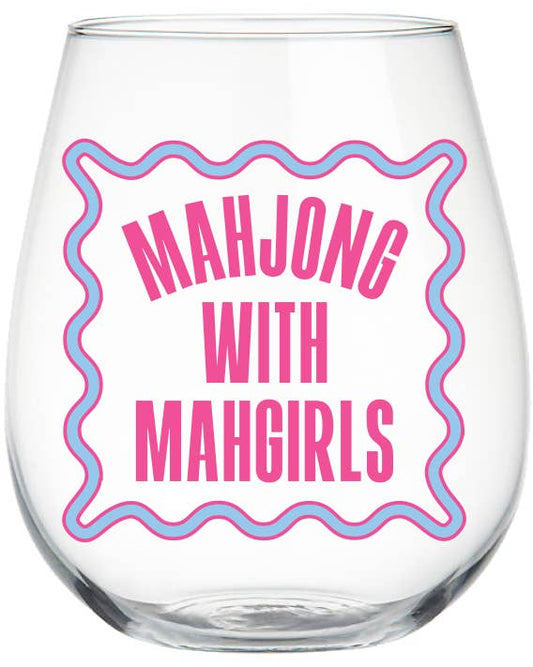 Mahjong Stemless Wine Glass 22oz | Mahj With Mahgirls