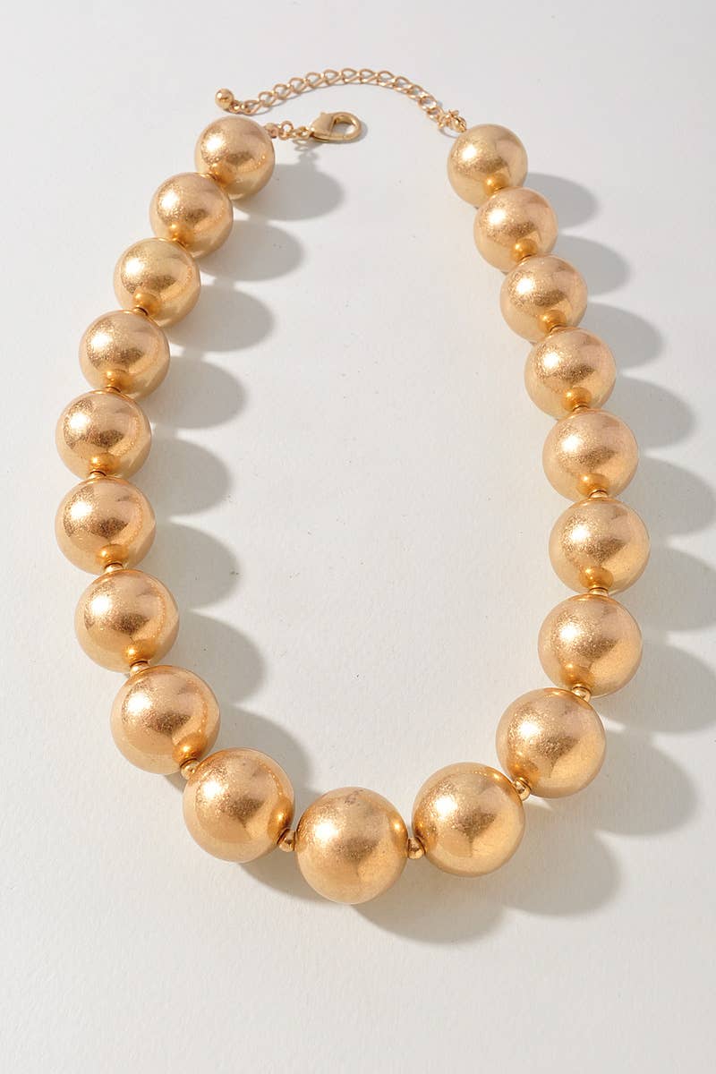 Graduated Gold Ball Statement Necklace: WGD