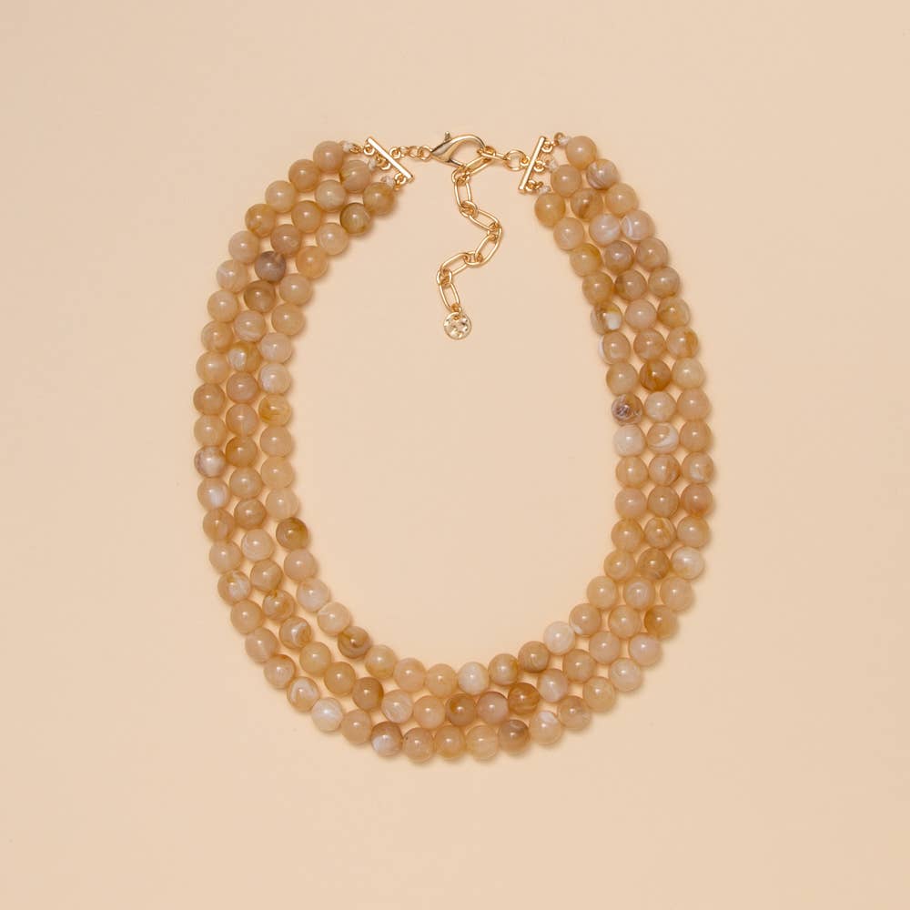 Multi Strand Marble Necklace: Neutral