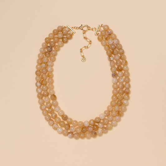 Multi Strand Marble Necklace: Neutral