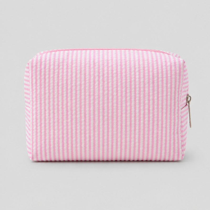 Striped Makeup Pouch: Light Pink / F