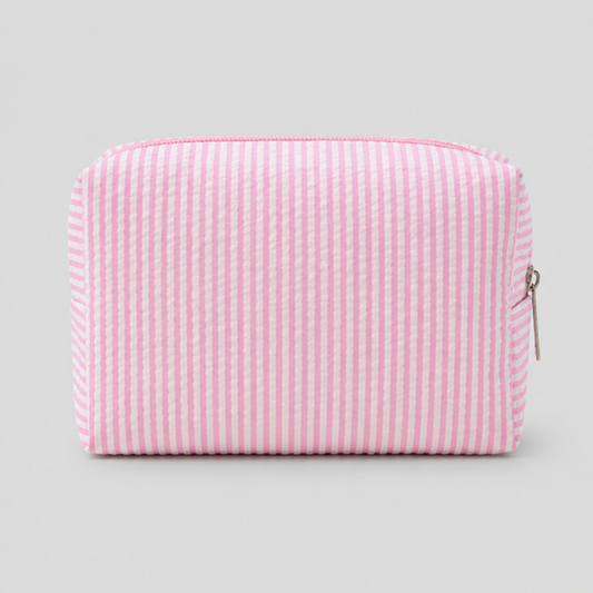 Striped Makeup Pouch: Light Pink / F