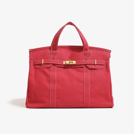 Handmade Premium Cotton Canvas Boat Bag Solid: Red