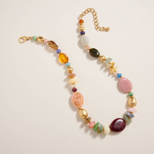 18 Inch Natural Mixed Marbled Ombre Necklace: Pink / ONE