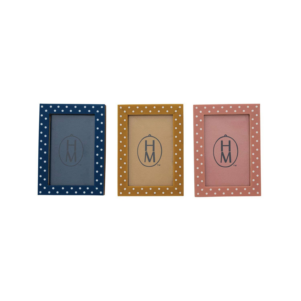MDF & Resin Photo Frame w Polka Dots- Mustard