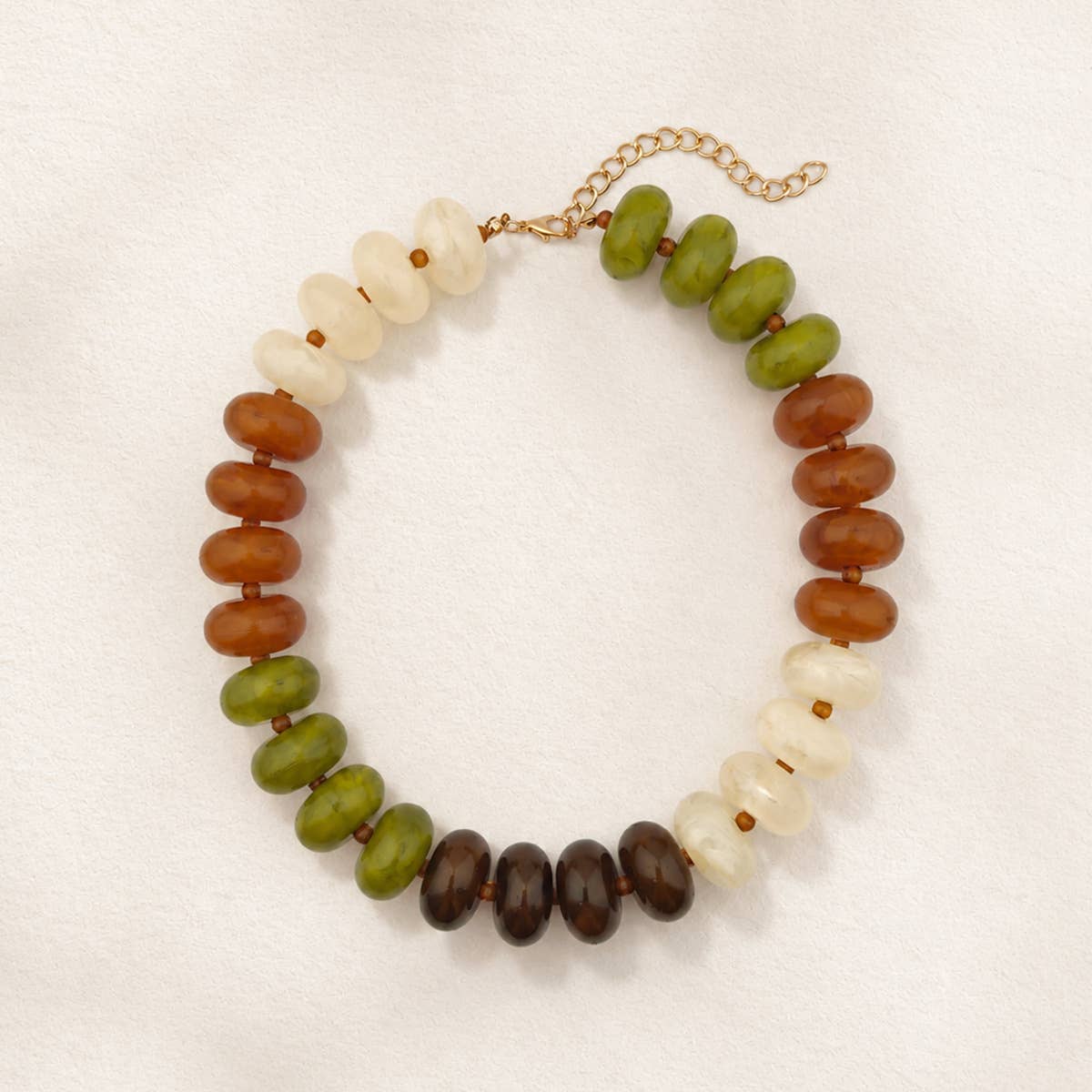 Women Color Block Disc Bead Necklace Statement Jewelry: Color_4 / M
