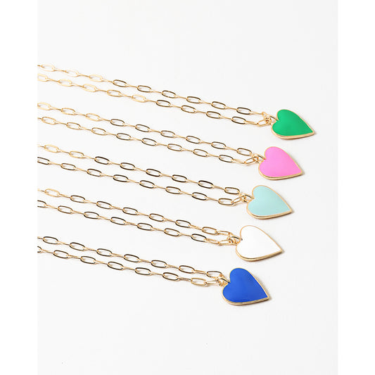 White Enamel Heart Necklace