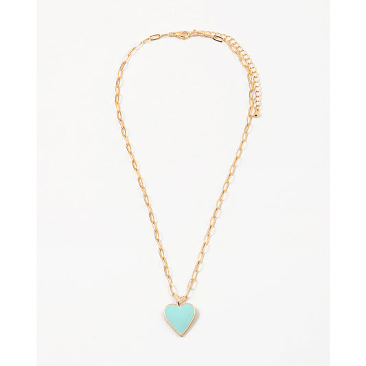 Mint Enamel Heart Necklace