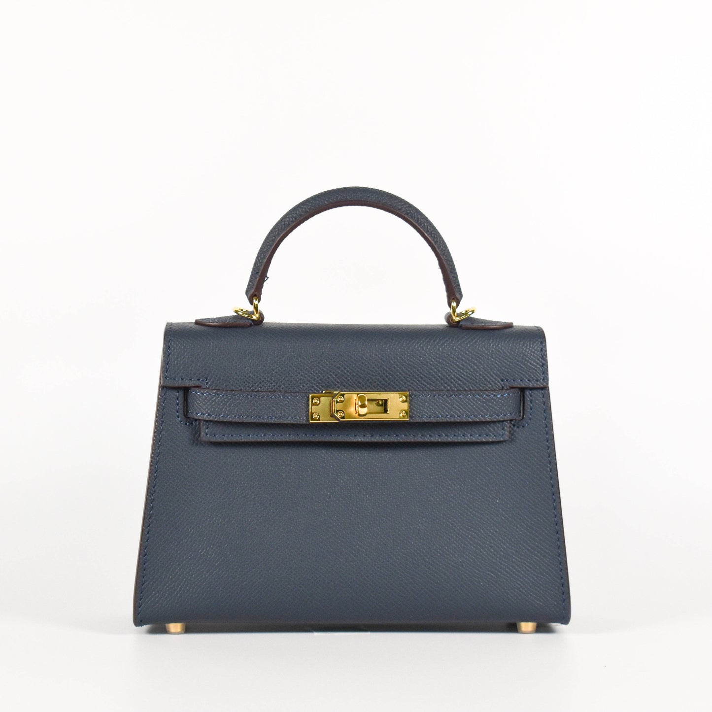 The Jana Leather Satchel Bag: Navy Blue