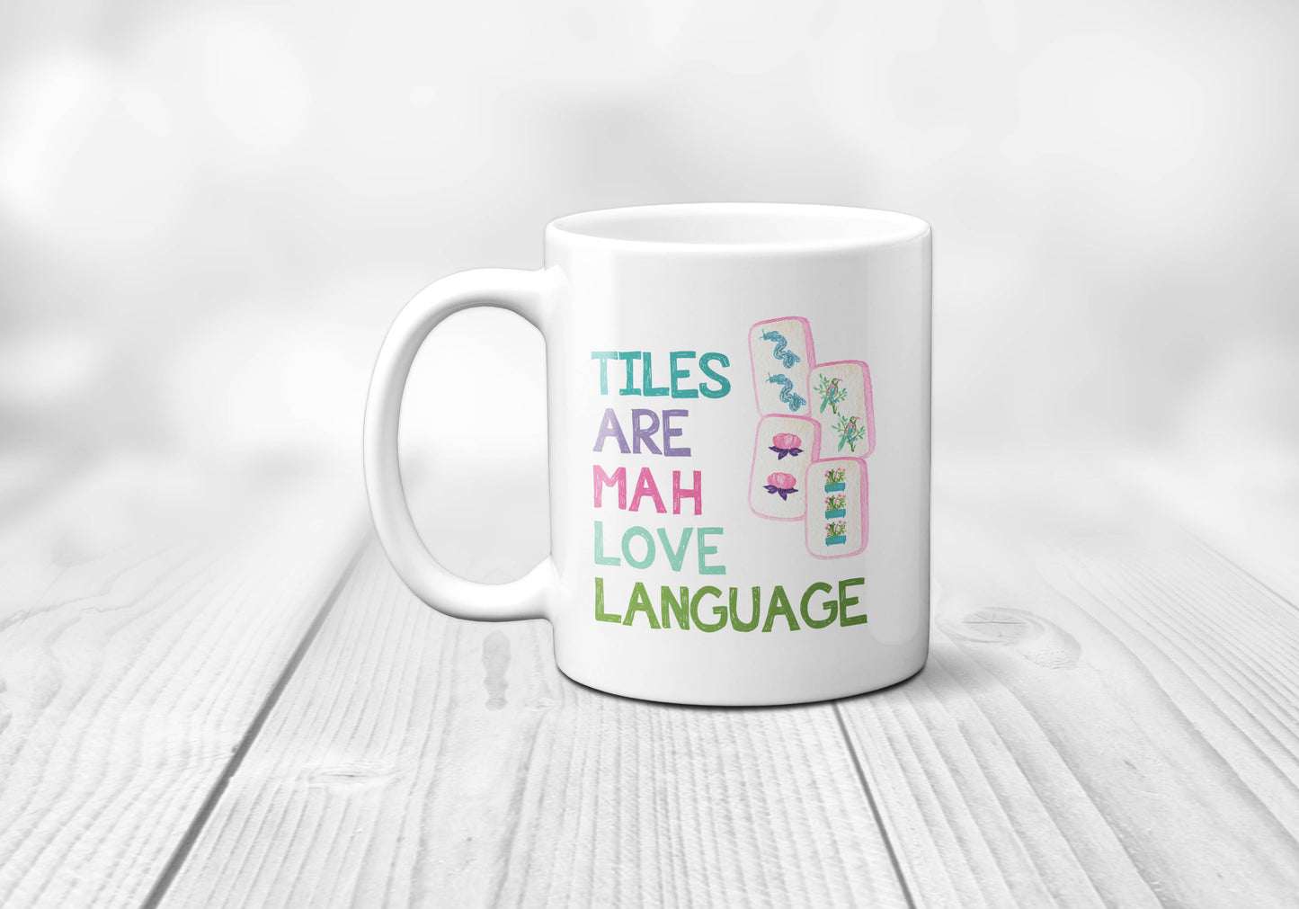 Mahjong Coffee Cup Mug Tile Game Decor Hostess Gift: 15 oz